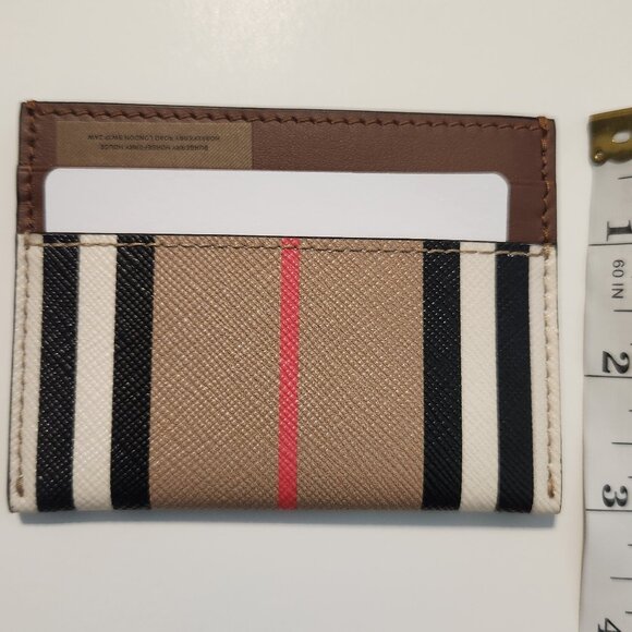 Burberry Sandon Icon Stripe Beige Tan Card Holder | Men's Gift | Unisex - Picture 5 of 8